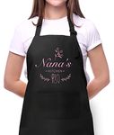 Moanlor Art Nana Gifts Nana's Kitchen Aprons for Grandma Women,Cute Birthday Mother's Day Christmas Apron Gifts for Nana Grandma Mom,Adjustable Baking Cooking Chef Apron with 2 Pockets, Black, 27.5 W