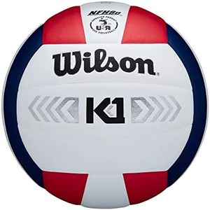 WILSON K1 Silver Indoor Game Volleyball - Official Size, Red/White/Navy