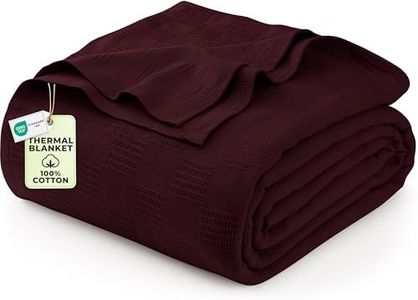 Utopia Bedding 100% Cotton Blanket (Queen Size - 90x90 Inches) 350GSM Lightweight Thermal Blanket, Soft Breathable Blanket for All Seasons (Burgundy)