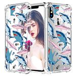 CREFORKIAL for iPhone X/iPhone Xs Case Clear with Four Corner Reinforced Shockproof for iPhone X/iPhone Xs Cell Phone Case for iPhone X/iPhone Xs Cover Cases Thin Soft TPU Protective-Cute Shark