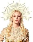 Zivyes Gold Star Headpiece Halo Spiked Crown Beyonce Head Crown for Women Met Gala Headband Virgin Mary Headbands (gold)