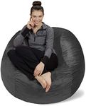 Sofa Sack - Plush, Ultra Soft Bean Bag Chair - Memory Foam Bean Bag Chair with Microsuede Cover - Stuffed Foam Filled Furniture and Accessories for Dorm Room - Charcoal 4'