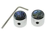 KAISH Chrome Set of 2 Abalone Top Guitar Knobs Dome Knobs Bass Knob with Set Screw for Tele/Telecaster