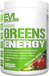 Greens and Superfoods Energy Drink Powder - EVL Super Greens Powder Smoothie Mix with Caffeine Spirulina Chlorella and Wheat Grass - Vegan - for Energy Focus and Immunity