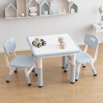 GAOMON Kids Table and 2 Chairs Set with Graffiti Desktop, Height Adjustable Toddler Table and Chairs Set, 4 in 1 Activity Table Play Table for Reading, Drawing, Playing, Eating