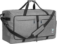 Bago Large Foldable Duffel Bags for Traveling Women & Men - 100L Packable Duffle Bag for Travel with Shoe Compartment - Water Repellant, Heavy Duty, Lightweight Folding & Collapsible (SnowGray)