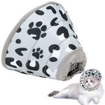 Cat Cone,Soft Cat Cones Recovery Collars,Cat Recovery Collar,Comfortable Elizabethan Collars Cones,Adjustable Pet Cone for Cats After Surgery to Prevent Licking Wound (Grey, S)