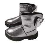 Forever Young Girls Shiny Ankle Boots Flat Casual Kids Fashion Shoes Size 9-3 (Silver, Numeric_2)