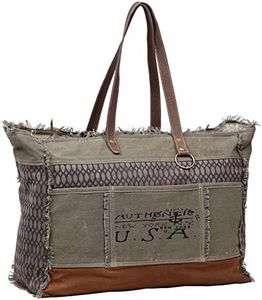 Myra Bag Honey Bee Upcycled Canvas Weekender Bag S-1198