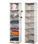 YRCBEHFU 2 Packs Hanging Closet Organizer, 6-Shelf Closet Organizers and Storage with Side Pockets, Collapsible Hanging Shelves for Closet & RV & College Dorm,Beige