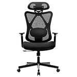 BASETBL Ergonomic Office Chair Computer Swivel Chair Adjustable Lumbar Support Armrests Desk Chair Tiltable Mesh Chair High Back 3-Position Locking 95°-115°-130°, Black