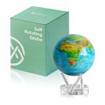 MOVA Globe - Ocean Blue Relief Signature (6") | Solar-Powered Rotating World Globe with Terrain Detail | No Batteries or Cords | Elegant Desk Décor or Educational Gift