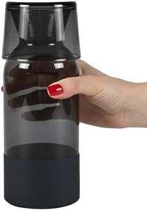 RAKLE Bedside Water Carafe & Cup Set, 700 cc 24 oz, Premium Dual-Tone Black with Matte Cup Base, Nightstand, Kitchen or Office Water Decanter