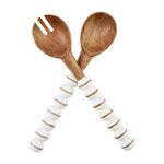 Mud Pie WOOD SERVING SET, 10 1/2", Tan