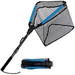 PLUSINNO Floating Fishing Net, Rubber Coated Fish Landing Net - Easy Catch and Release, Foldable Telescopic Fishing Net for Freshwater or Saltwater