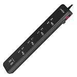 Artis AR-4SSU-CB 4 Universal Sockets & 2 USB with Single Switch Surge Protector Black