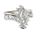 Jeulia Marquise Cut Wedding Set Sterling Silver Bypass Rings with Cubic Zirconia White Diamond Solitaire Engagement Rings Promise Anniversary with Gift Box (6.5)