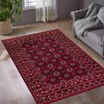 cozily® Thick Living Room Traditional Rug With Jute Backing, Tagab 120x170cm, Red, Soft Pile Area Rugs For Lounge, Dining Room And Bedroom Rug.