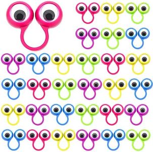 Frienda 30 Pieces Eye Finger Puppets Eye On Rings Googly Eyeball Ring Party Favor Toys for Kids, 5 Colors (Small Size)