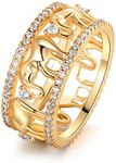 Barzel 2 Tone 18k Gold Plated Elephant Cubic Zirconia Eternity Ring for Women (8)