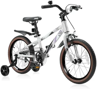 JMMD Kids Bike for Ages 4-12 Years Old Boys Girls, 14 16 18 Inch Kids Bike with Training Wheels & Kickstand, Kids Bicycle for Toddlers and Kids with Handbrake (18 silverpurple)