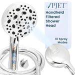 PJET 10 Mode Handheld Filter Shower Head | Pressure Hand Shower with 1.5 Meter Flexible Tube and Wall Hook | 10 Different Spray Modes- Mist, Rain, Massage | Hand Shower Filter with Water Softner