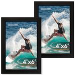 FIXSMITH 4x6 Picture Frame Set of 2, 4x6 Photo Frames with HD Plexiglass for Wall Hanging or Tabletop Display, Black