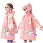 Raincoat Kids Rain Poncho Boys Girls Rain Coat Toddler Poncho Waterproof Rain Jacket Children Cartoon Rain Wear Reusable Rain Suit, 1-2 Years S Size