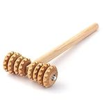 Tuuli Accessories – T-Shape Wood Massager with Grooved Rollers, Multi-Functional Cellulite Massager, Eases Muscle Tension and Supports Skin Health, Natural Muscle Roller