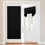 NICETOWN Black Blackout Door Curtains for Door Window - Privacy French Door Curtain Assured Energy Efficient Window Covering No Rod Necessary Tie Up Front Door Panels for Doorway(Black, 26W×69L, 1 Pc)