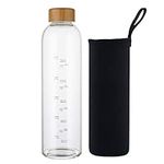 sunkey 32 oz Glass Water Bottle wit