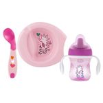 Chicco Gift Set 6+, Baby Crockery Set Includes 2-Piece Baby Plates, Drinking Cup and Weaning Spoon, Baby Cutlery 6+ Months