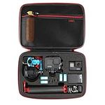 HSU Carrying Case for GoPro, Special Foam Design for Hero 12/11/10/9/8 Black and other Action Camera Accessories (Black & Red)