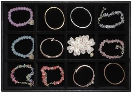 Wudygirl 12 Grid Jewelry Tray Display Stackable Storage Earring Brooch Velvet, Black (12 Grid Jewelry Tray)