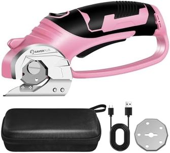 SakerPlus Cordless Electric Scissors,4V Rechargeable Cardboard Box Cutter Heavy Duty Fabric Scissor with Safety Lock & LED Light,Power Rotary Cutter for Leather Carpet Plastic Cutting,Sewing,Crafting
