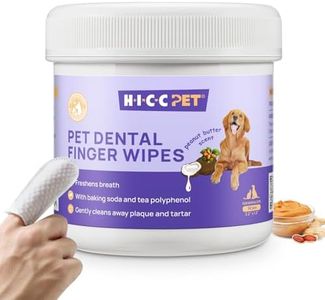 HICC PET Teeth Cleaning Wipes for Dogs & Cats, Remove Bad Breath by Removing Plaque and Tartar Buildup No-Rinse Dog Finger Toothbrush, Disposable Gentle Cleaning & Gum Care Pet Wipes, 50 Counts
