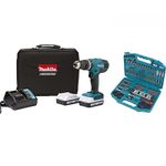 Makita HP457D 18 V Cordless Li-ion Combi Drill Kit and Accessory Set, 101 pc.