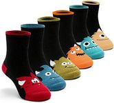 Toddler Boys Wool Socks Kids Winter Warm Socks Thermal Crew Socks for Boys 6 Pairs Monster 4-6 Years