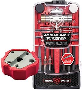 Real Avid Roll Pin Punch Set & Hammer + Non-Slip Magnetic Bench Block | 10 Nickel-Plated Steel Roll Pin Punches, 4 Interchangeable Hammer Heads - Brass, Steel, Ruber, Nylon & Non-Marring Bench Block