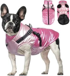 FEimaX Abrigo para Perro Impermeable Chaqueta de Invierno Cálida para Mascotas Ropa de Algodón Chaleco Cálido de Cachorros con Arnés Reflectante para Perros Pequeños y Medianos