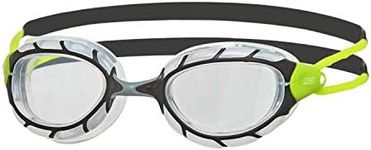 Zoggs Predator Adult Swimming Goggles, UV protection swim goggles, Pulley Adjust Comfort Goggles Straps, Fog Free Swim Goggle Lenses, Zoggs Goggles Adults Ultra Fit, Clear, Black/Lime, Regular