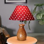 Homesake Dovel Pot, Modern Led Table Lamp With Shade, Wooden Base Modern Fabric Lampshade For Home Office Cafe Restaurant, (Red Dot)