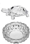 FAIRY FIRST® Feng Shui Crystal Tortoise | Turtle with Crystal Plate for Good Luck Crystal Kachua Plate Bowl Tortoise On Plate Showpiece for Good Luck Turtle Vastu for Career and Luck (Glass, White)