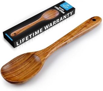 Zulay Kitchen Premium Large Teak Wooden Spoon For Cooking - Durable Wooden Cooking Utensil, Perfect Wooden Kitchen Utensil Set Addition, Smooth Finish Natural Teak Spoon, Non-Stick Wooden Spoon