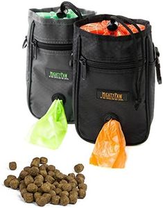 Mighty Paw Dog Treat Bag - Drawstring Closure Pouch - Includes Carabiner Hook and Pick-up Bags - Paw Treat Bag - Training Treat Pouch - Dog Paw - Pet Treat Pouch - Training Treat Bag - (Grey/Green)