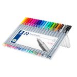 STAEDTLER triplus fineliner, 0.3mm metal-clad tip, ergonomic triangular barrel, for writing, drawing and coloring, set of 20 fineliners, 334 SB20