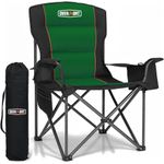 OVERMONT Oversized Camping Chair for Adults with Cooler Bag & Side Pocket,-Heavy Duty Folding Chair Support 227kg for Heavy People, Comfy for Garden Festivals Beach Outdoor Fishing– Foldable & Durable