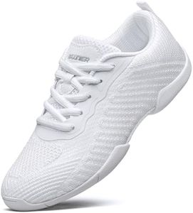 TUOTOM White Cheer Shoes for Girls Youth Cheer Competition Dance Sneakers Breathable Athletic Training Tennis 4 Big Kid