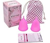 Menstrual Cup - 2 Period Menstruation Cups - Soft Flexible Medical Grade Silicone for Comfort and Fit - Size Small or Large - Sanitary Pad and Tampon Alternative