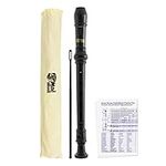 Mad About MA-REC06 Descant Recorder – Three-Piece School, Beginners Recorder with Bag, Cleaning Rod and Fingering Chart - Black